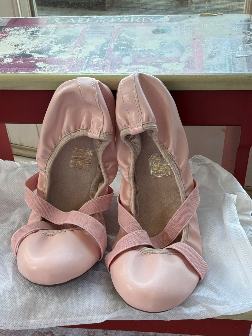Women’s Pink Ballet Flats with Cross Straps